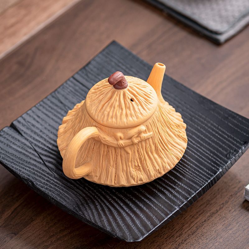 原礦陳腐老料｜紫砂黃金段泥蓮蓬壺 • 珍貴窖藏本山綠，大師全手工匠心而製▸禪意復古，泡茶更香醇